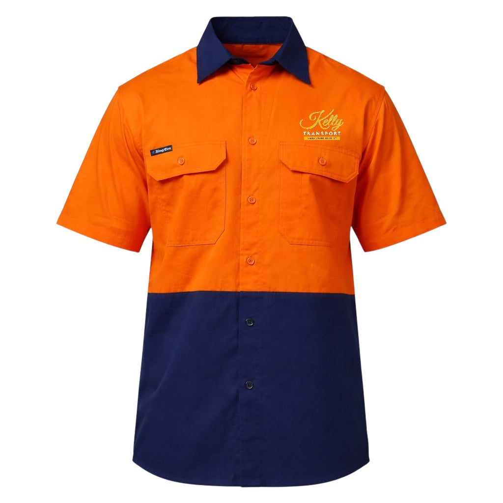 KING GEE WC2 SS HV SPL SHIRT ORANGE/NAVY