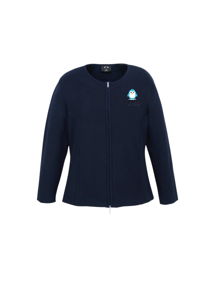 Ladies 2 way zip cardigan navy Rochdale